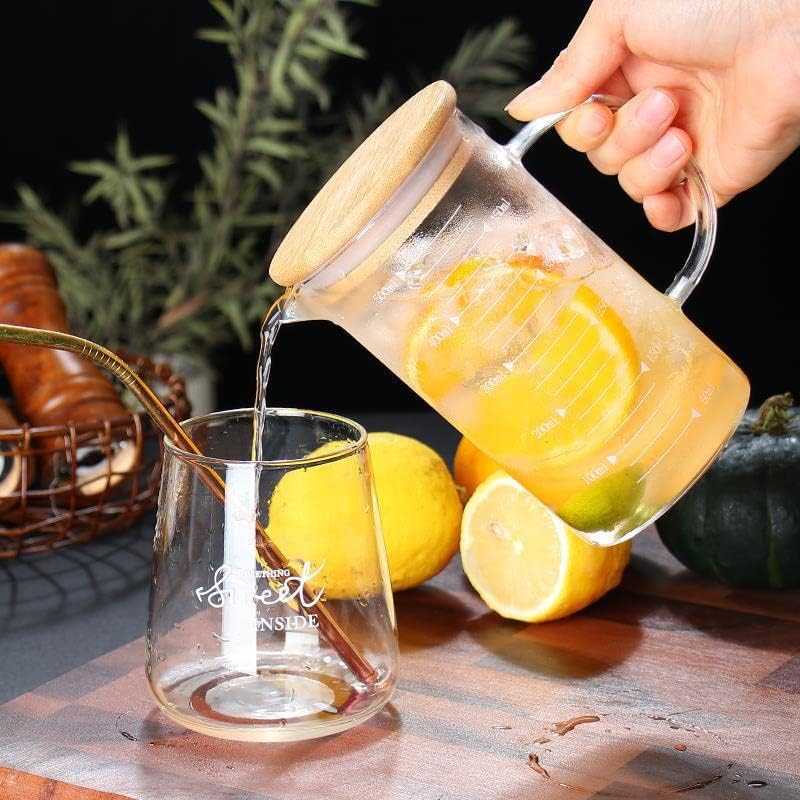 Taza de vidrio, taza medidora de vidrio de borosilicato con tapa, resistente al calor, suministros para bebidas para hotel, restaurante, hogar,