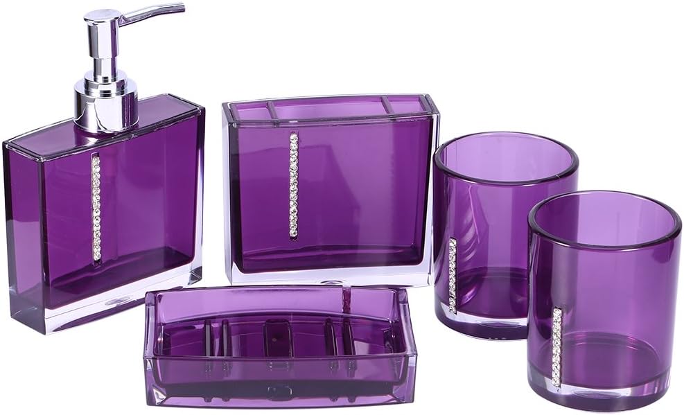 5PCSet de suministros de baño de acrílico, taza de baño, botella de cepillo de dientes, jabonera, accesorios de baño para el hogar, apartamento,