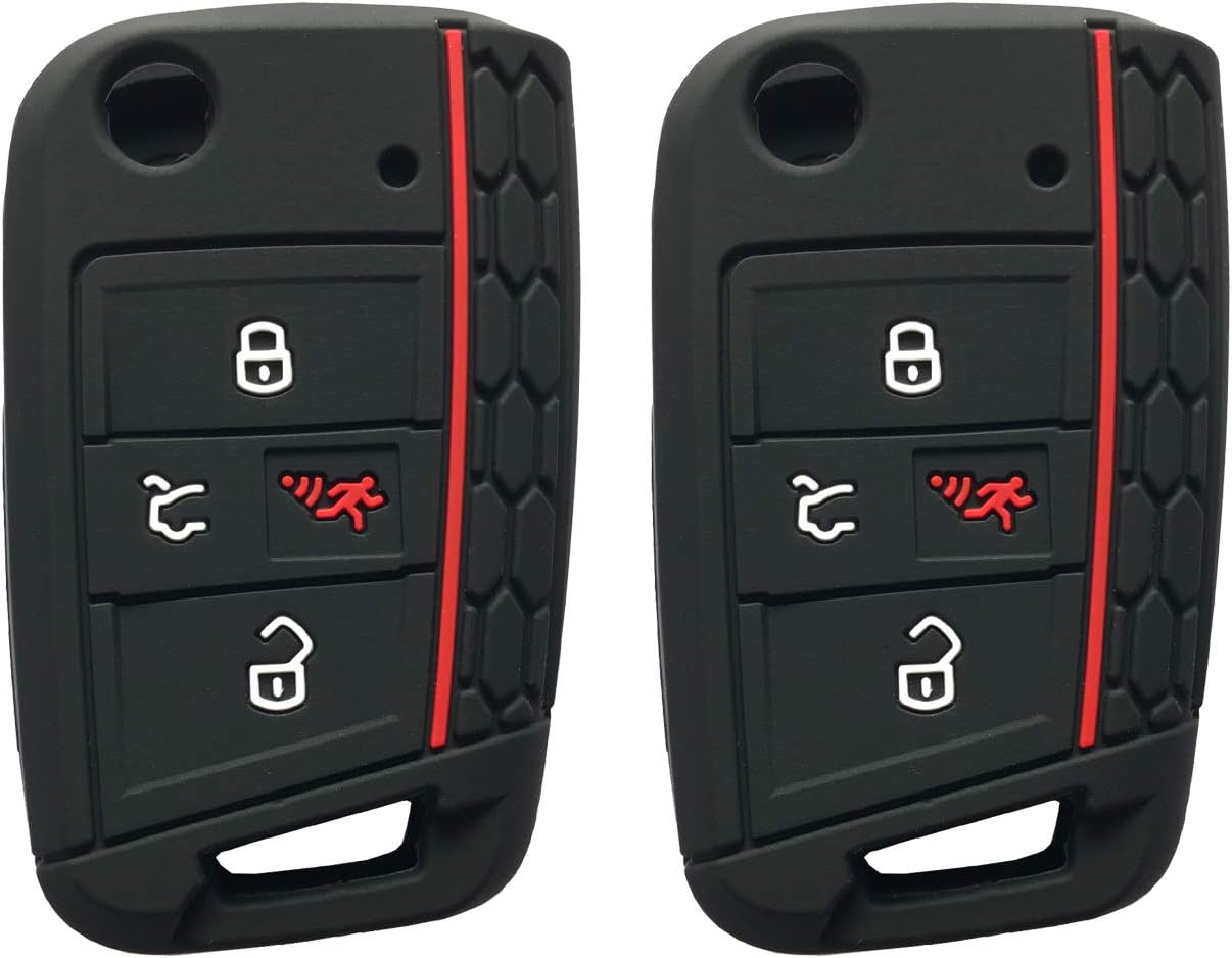 Funda de silicona con 4 botones para control remoto de VW 2016-2017 Golf Polo GTI 2018 2019 Tiguan, no incluye la llave