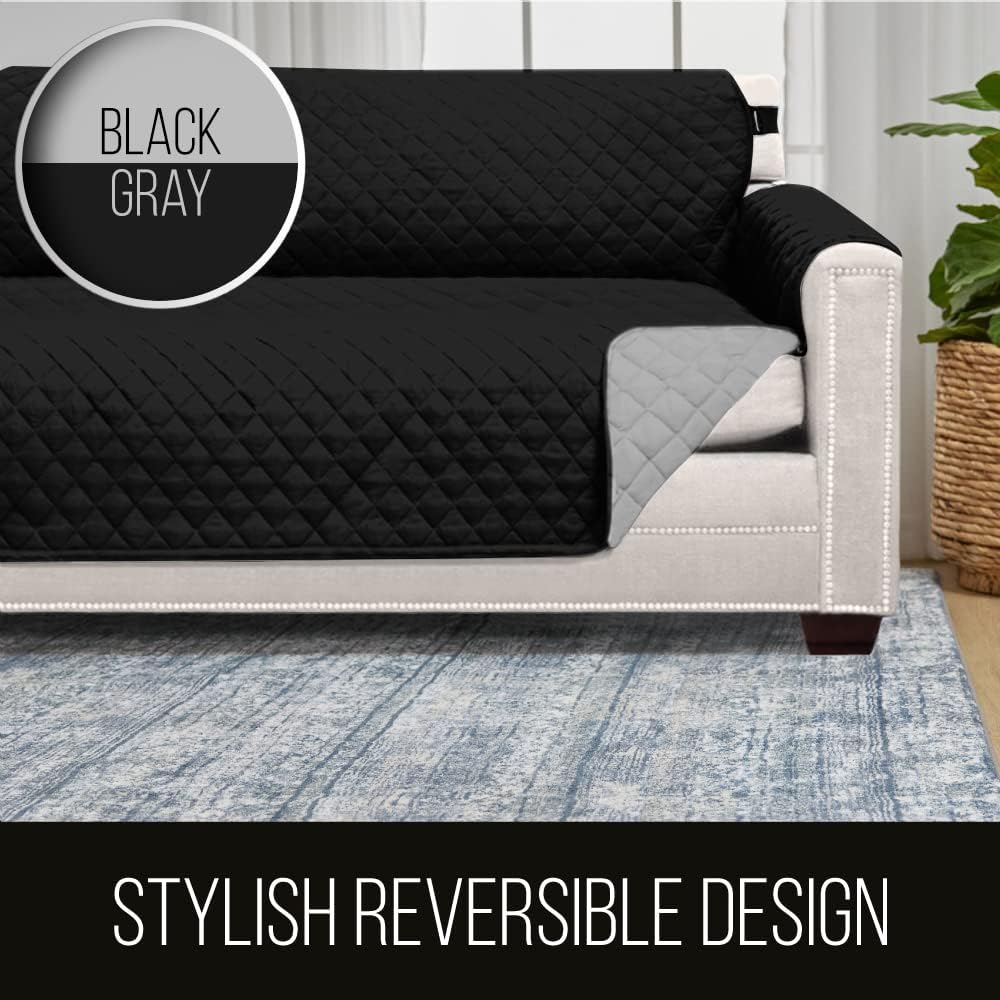 Sofa Shield – Funda de silla patentada, microfibra acolchada reversible, antimanchas y desgarros, ancho de asiento de 48pulgadas, para perros y