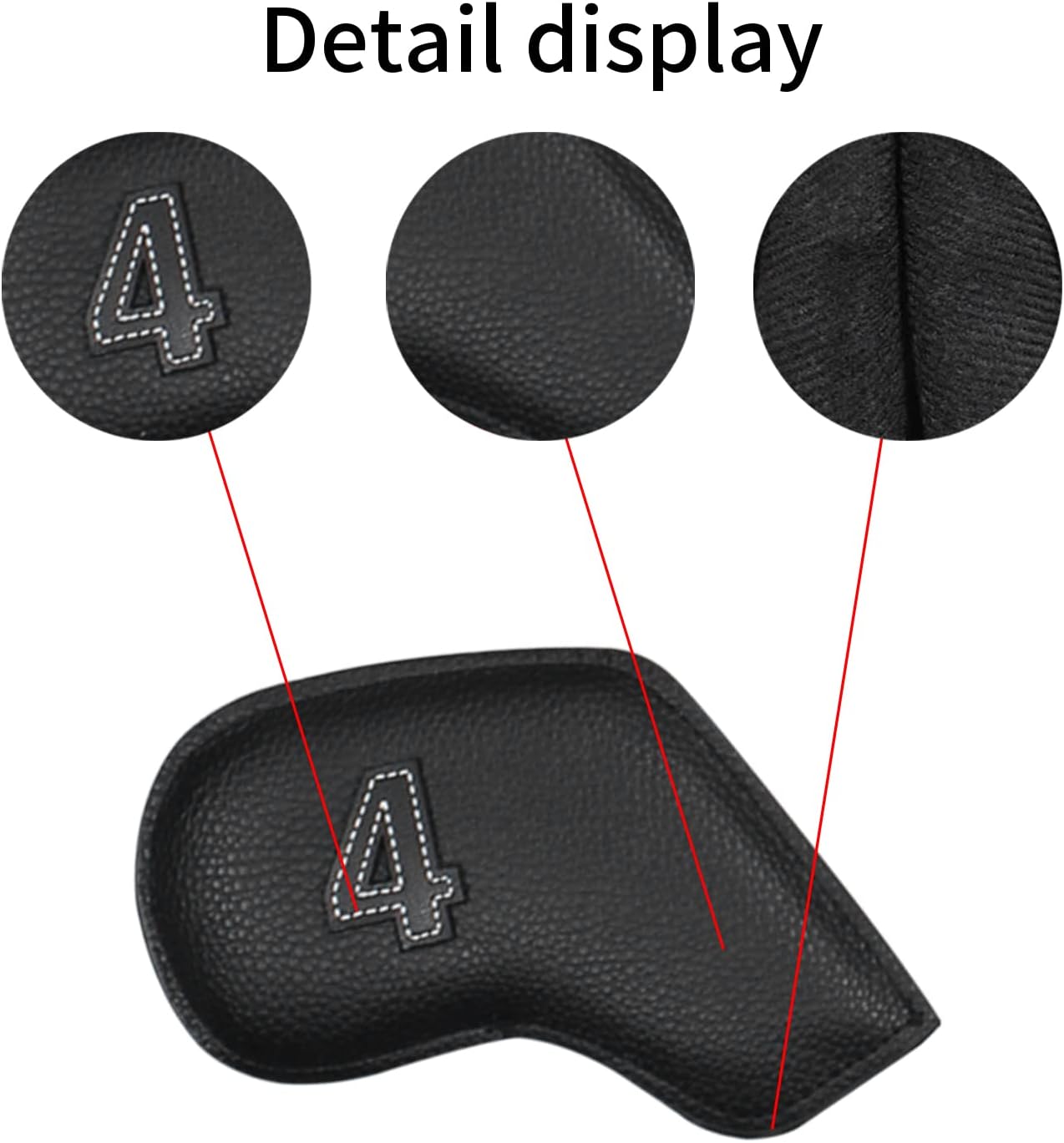 Scott Edward Juego de fundas de hierro para golf, juego de fundas de cuero para cabeza de golf, cuello largo, protege claramente el club, etiqueta