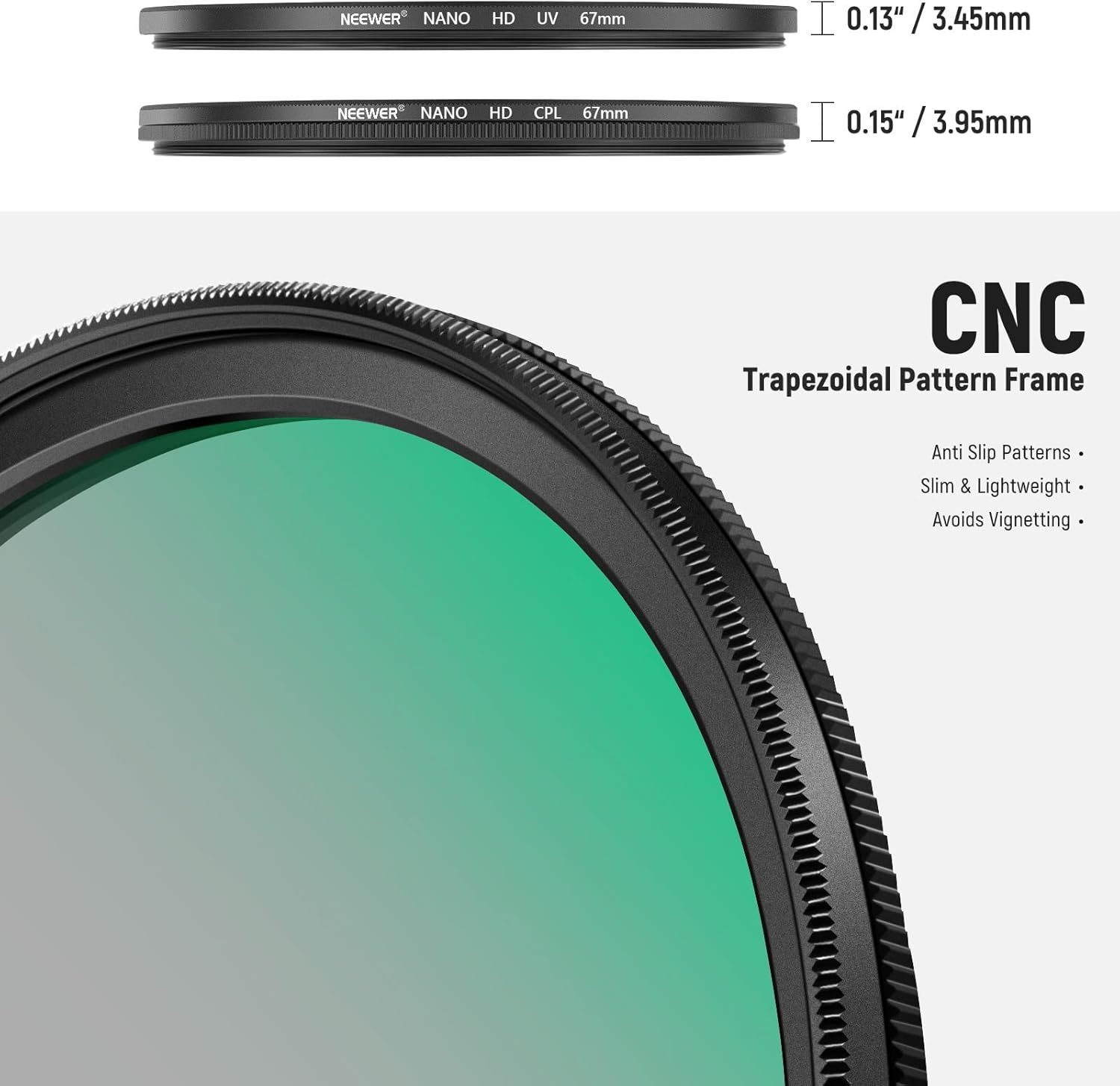 NEEWER Kit de filtro de lente UV CPL de 2.638 in, polarizador circularfiltro de lente de protección UV con vidrio óptico HD con revestimiento nano