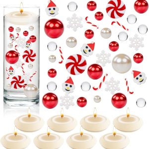 4136 perlas de relleno de jarrón de Navidad para rellenos de jarrones, velas flotantes con 8 velas flotantes, cuentas de geles de agua para Navidad, 4136 perlas de relleno de jarrón de Navidad para rellenos de jarrones, velas flotantes con 8 velas flotantes, cuentas de geles de agua para Navidad,