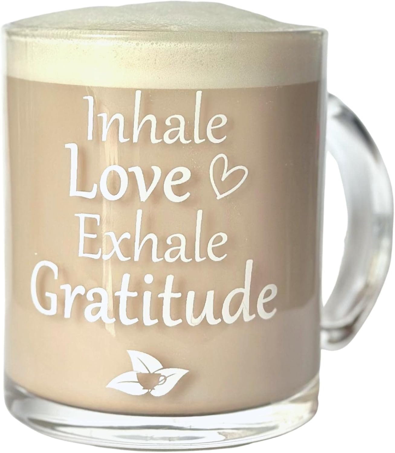 Taza inspiradora para cafété, taza de vidrio de 12 onzas con asa, taza de vibraciones positivas, gran regalo para amantes del café, amantes del té,