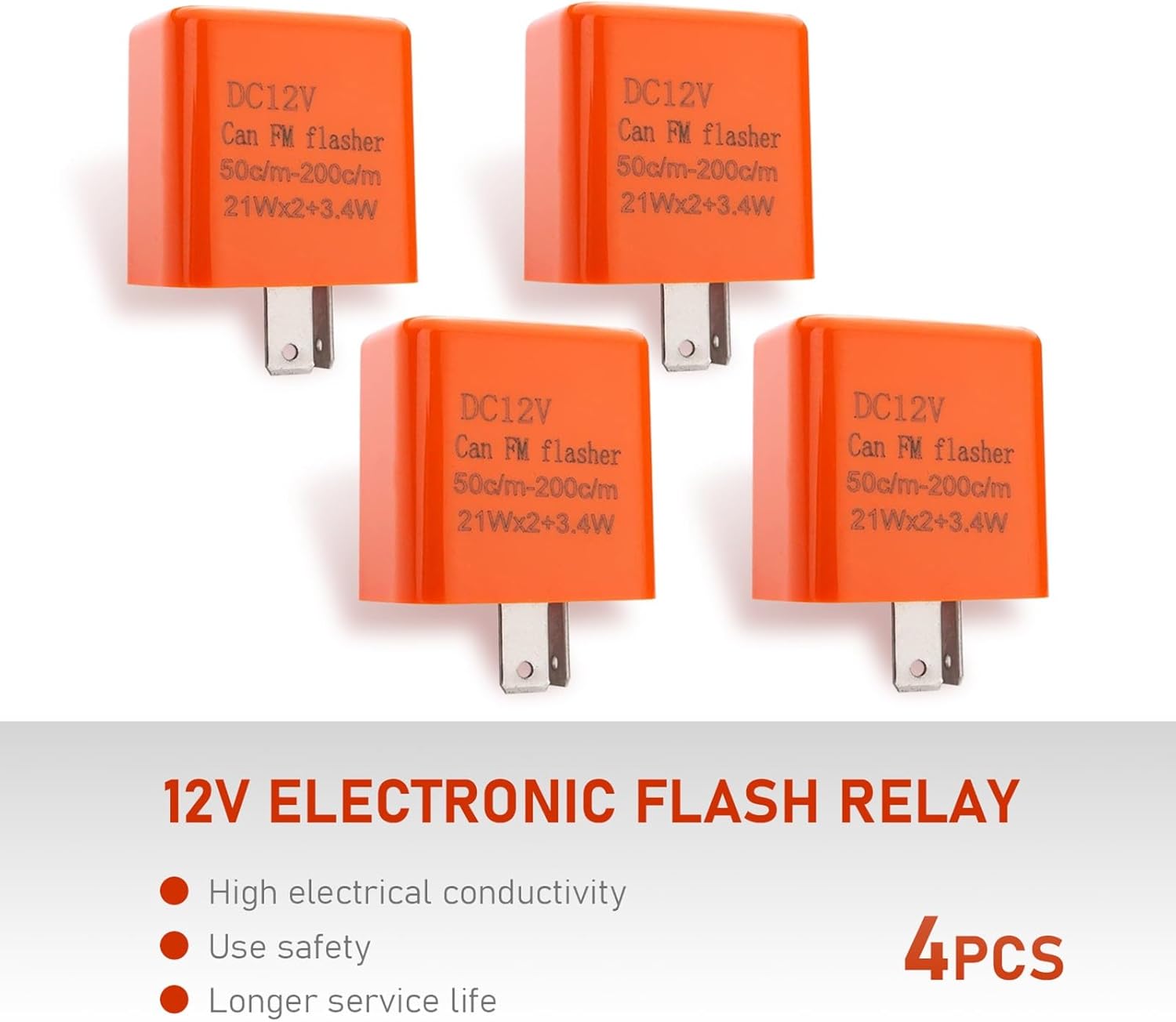 4 relés de flash de dirección LED, relé de dos patas ajustable de frecuencia CC de 12 V, controla las luces de los vehículos intermitentes o la