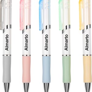 Almarto Bolígrafos de tinta negra, paquete de 5 bolígrafos de gel de 0.020 in, bolígrafos retráctiles, punta fina, bonitos bolígrafos estéticos para Almarto Bolígrafos de tinta negra, paquete de 5 bolígrafos de gel de 0.020 in, bolígrafos retráctiles, punta fina, bonitos bolígrafos estéticos para