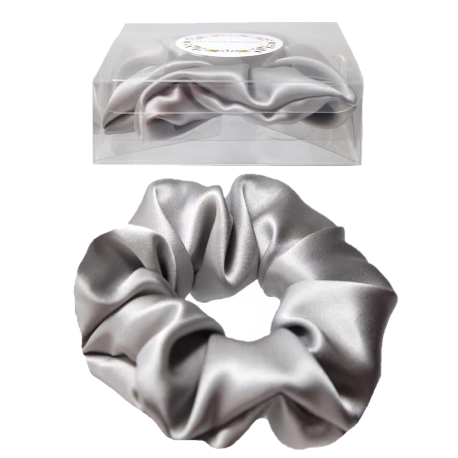 Coleteros de seda de morera para cabello en gris plateado, grande, 100% pura seda de morera de 22 mommes, soporte para coleta de caballo – Coleteros