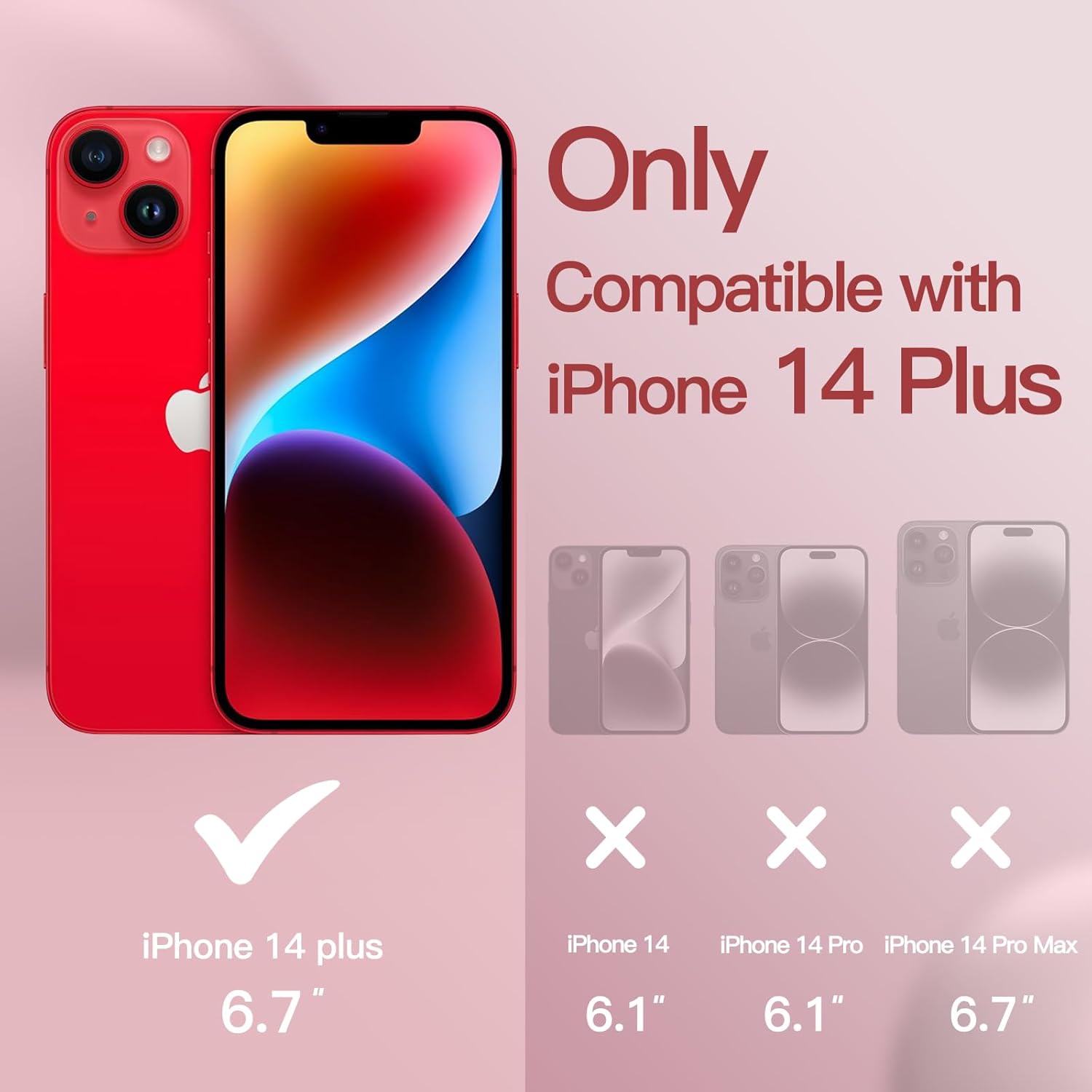JETech Funda de silicona para iPhone 14 Plus de 6.7 pulgadas, suave al tacto, funda protectora de cuerpo completo, a prueba de golpes con forro de