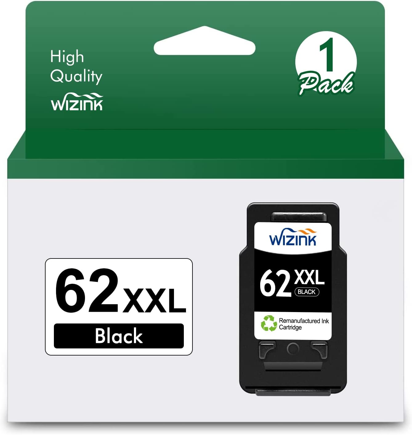 WIZINK Cartucho de tinta negro 62 XXL para impresoras remanufacturadas, cartuchos de tinta 62xl 62xl 62 XXL para impresora HP Envy 5540 5640 5660