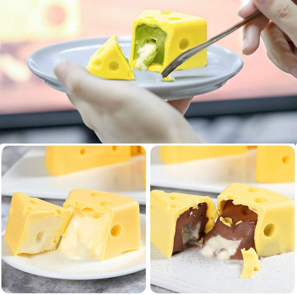 2 moldes de silicona para queso 3D, molde en forma de queso para hornear postre mousse para pasteles, herramientas de pastelería, herramientas de