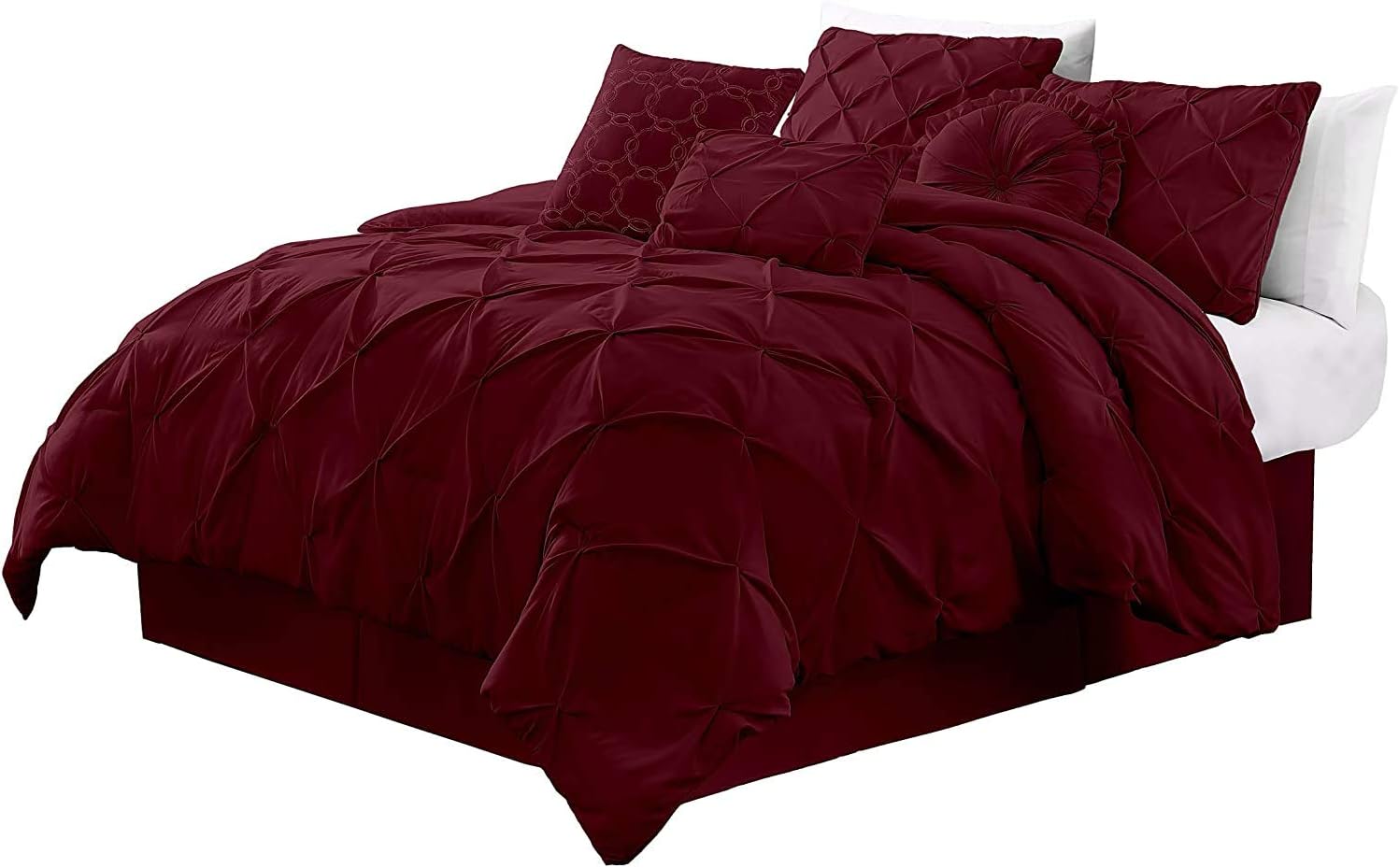 Chezmoi Collection – Juego de ropa de cama modelo Sydney, 7 piezas, con pliegues decorativos