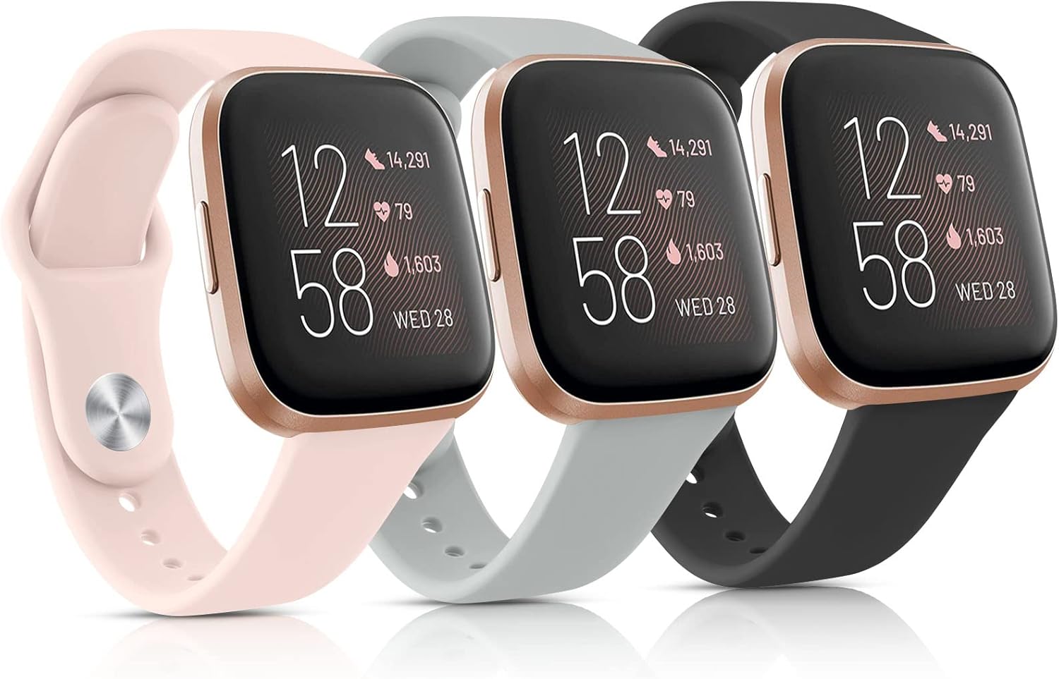 Paquete de 3 bandas de silicona compatibles con Fitbit Versa 2 bandas para mujeres y hombres, correas de repuesto deportivas suaves y transpirables