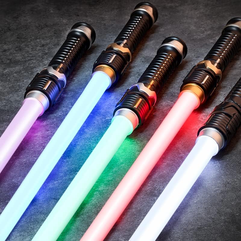 Sable emisor de luz emergente 2 en 1, juego de sables de luz retráctil, láser dual LED, mango realista para niños para el guerrero de la galaxia,