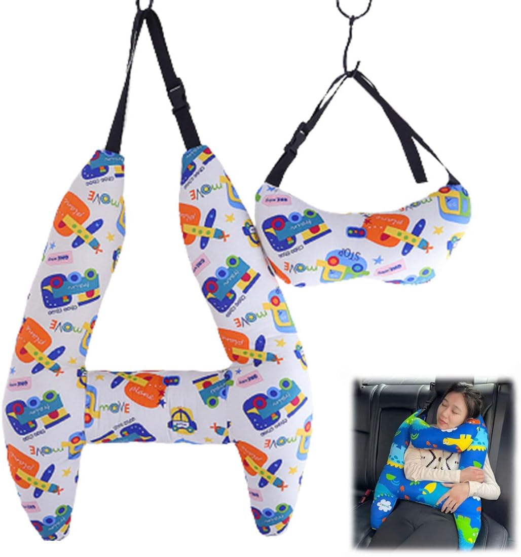 xiteluo Forma de H – Soporte de cabeza para dormir de coche para niños, almohadas de viaje para asiento de automóvil, almohada en forma de H para