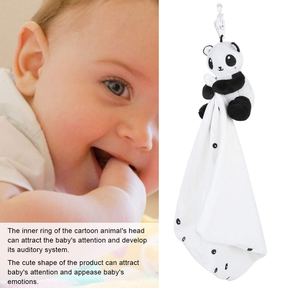 Manta de seguridad para bebé con animales de peluche para niños y niñas, súper suave y adorable (panda negro y blanco)