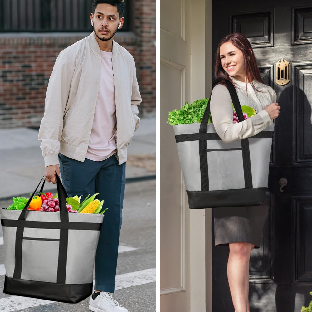 Paquete de 2 bolsas reutilizables aisladas para compras de comestibles para mujereshombres, pizzabolsa de entrega de alimentos para mantener la