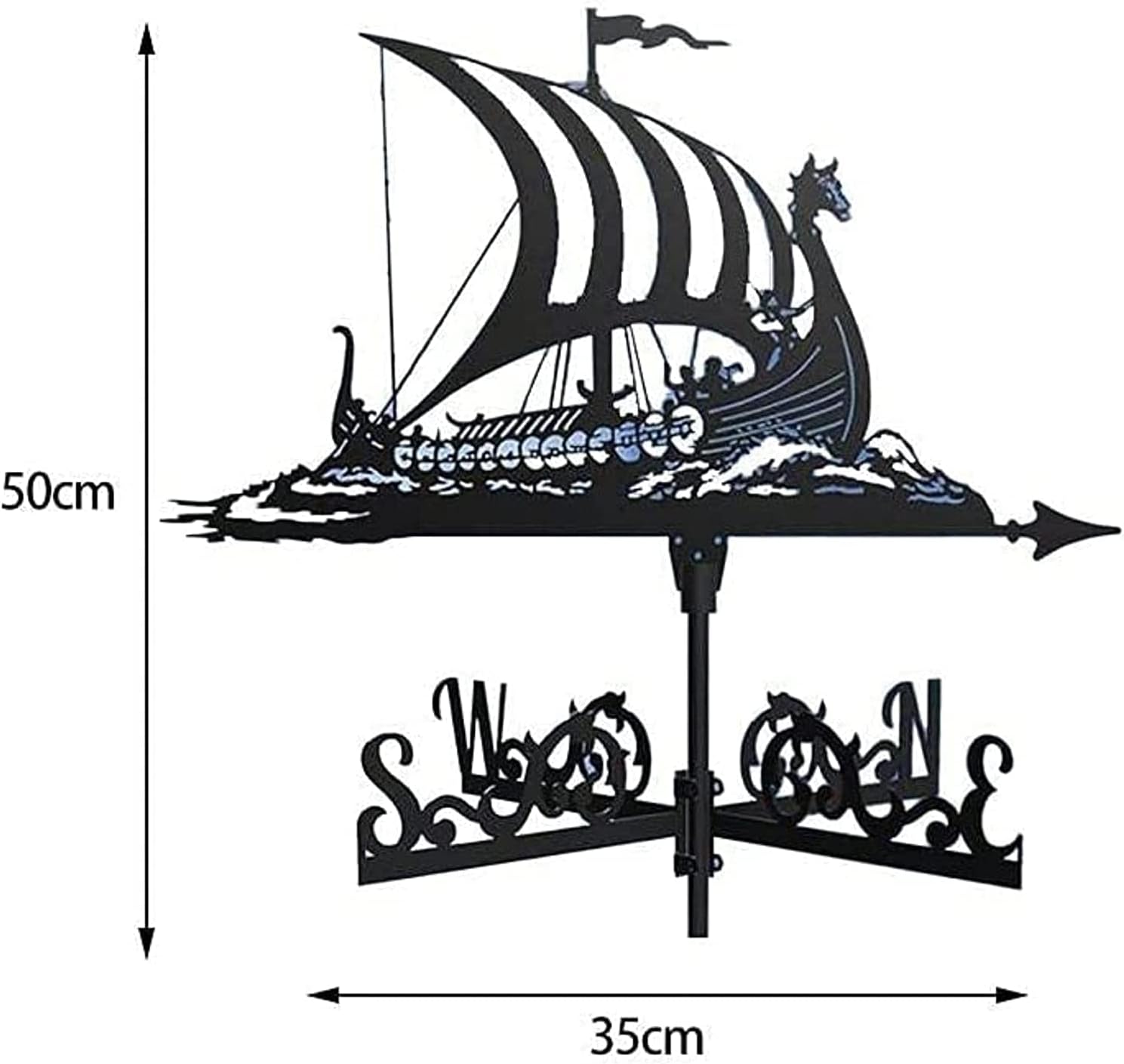 Veleta meteorológica, velero acorazado marinos dragón en forma de dragón de acero inoxidable, escena de granja retro, estaca decorativa de jardín