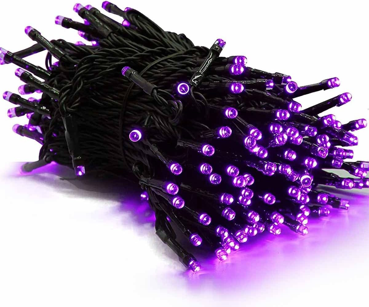 1 paquete de 100 luces LED solares de Navidad de 39 pies para exteriores, funciona con energía solar con 8 modos de luces impermeables para