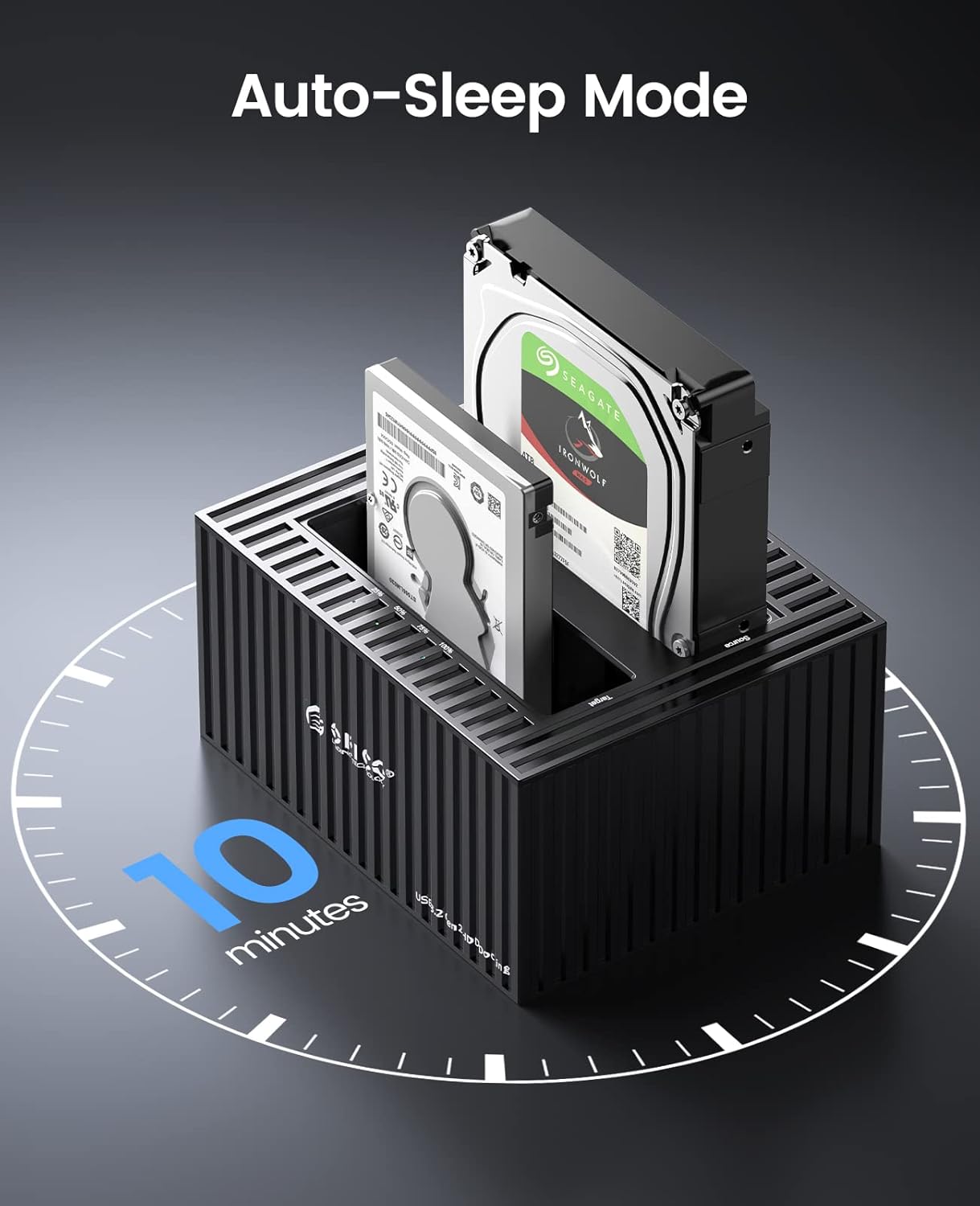 ORICO Estación de acoplamiento de disco duro externo USB3.2 Gen 1 Duplicador de disco duro de aluminio con función de clon fuera de línea para