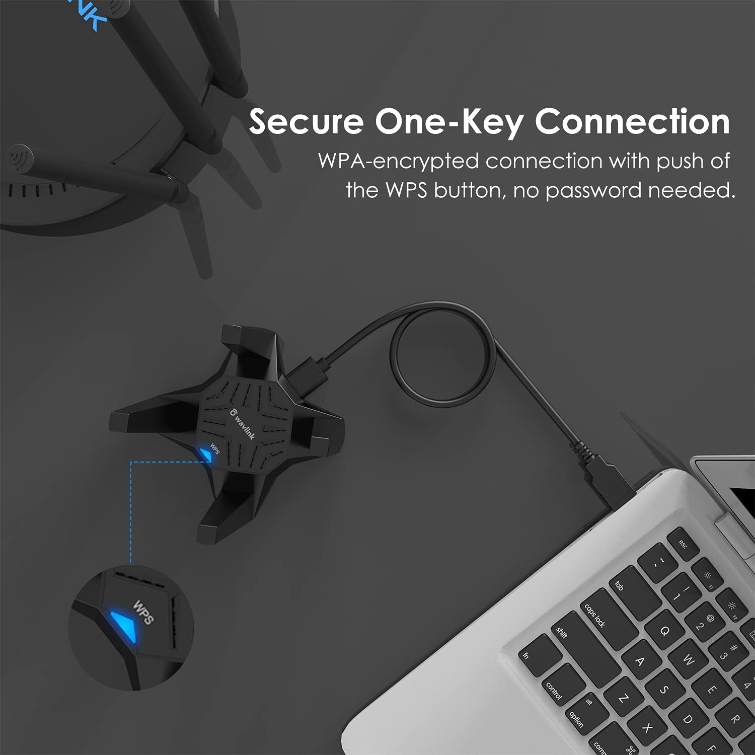 WAVLINK Adaptador WiFi USB 3.0, adaptador de red inalámbrico AC1900 para PC de escritorio, doble banda 5G1300Mbps+2.4G600Mbps con antenas de alta