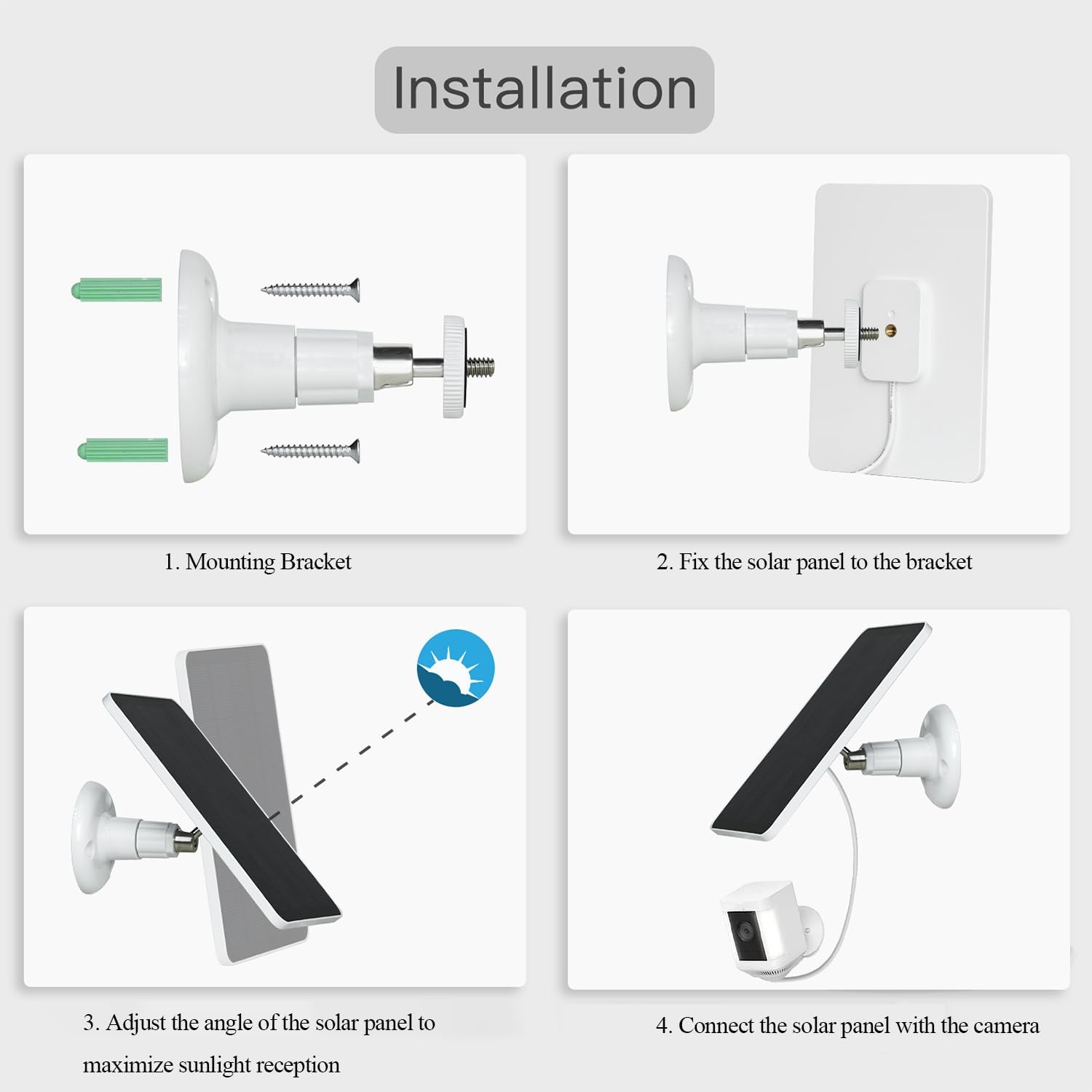 Paneles solares de 5 W para cámaras de seguridad  Compatible con Ring Spotlight Cam (batería), batería Ring Stick Up Cam  Cable de carga de 9.8 pies