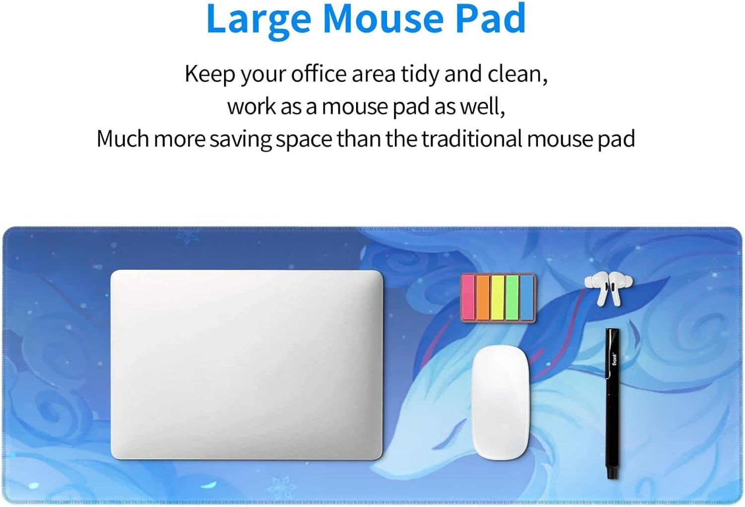 Genshin Game Impact Ganyu – Alfombrilla de mouse grande de goma antideslizante para suministros de oficina, computadoras, computadora de escritorio,