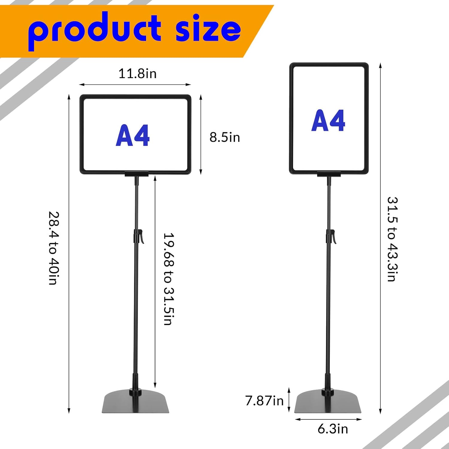 Hicarer Paquete de 8 soportes de pedestal ajustables de 31.5 x 8.5 pulgadas, soporte de aluminio resistente, vertical, horizontal, soporte para