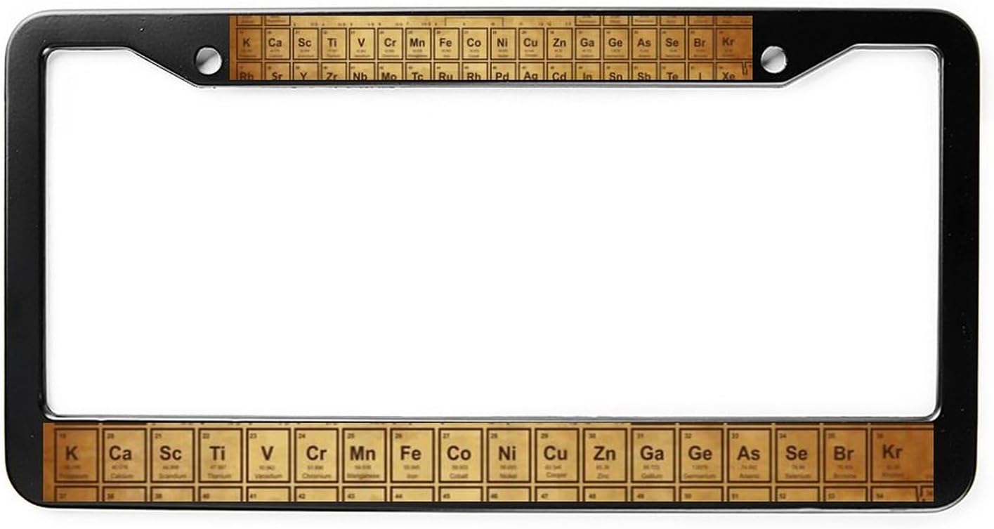 Science Elements Chemistry License Plate Frames DIY Holder Universal Aluminum License Plate Cover Black-Style