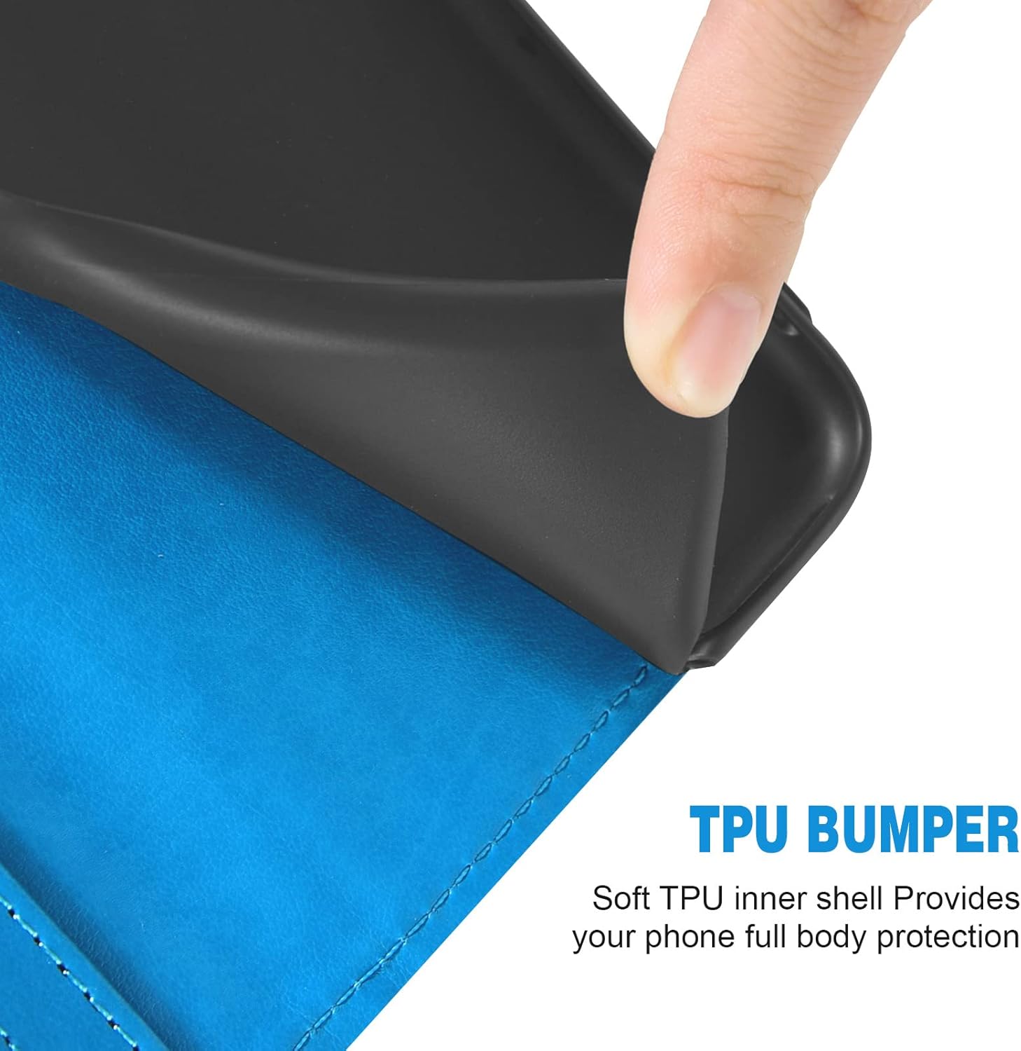 Asuwish WTVIS01 – Funda de teléfono para teléfono visible de medianoche con protector de pantalla de vidrio templado y cartera de encaje, soporte