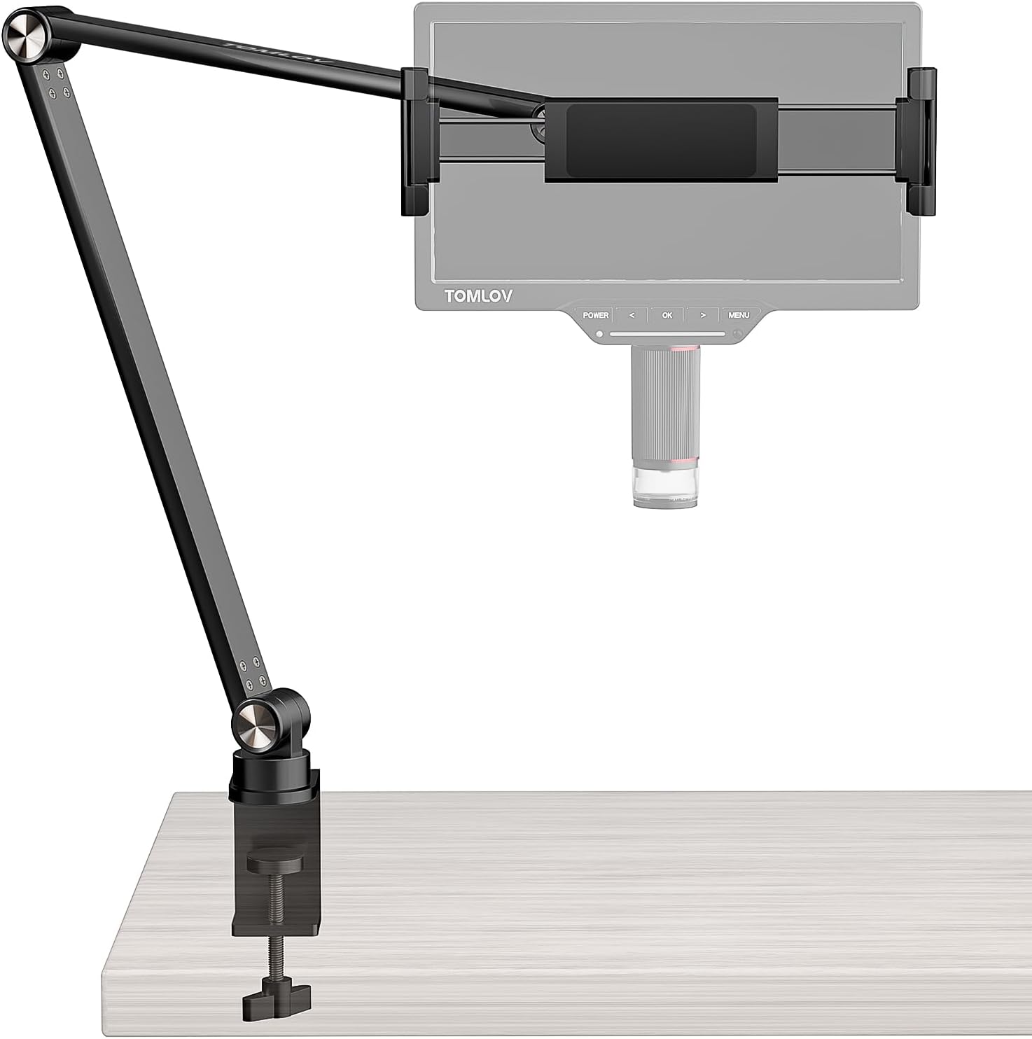 TOMLOV Soporte de microscopio digital de brazo flexible AM03, soporte voladizo más nuevo, soporte de suspensión mejorada brazo de tijera flexible