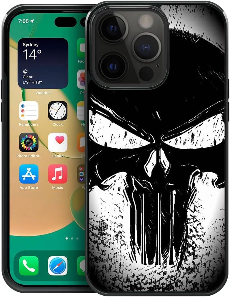Funda compatible con iPhone 15, diseño de calavera de terror para iPhone 15, ultra protección, a prueba de golpes, de silicona suave, TPU