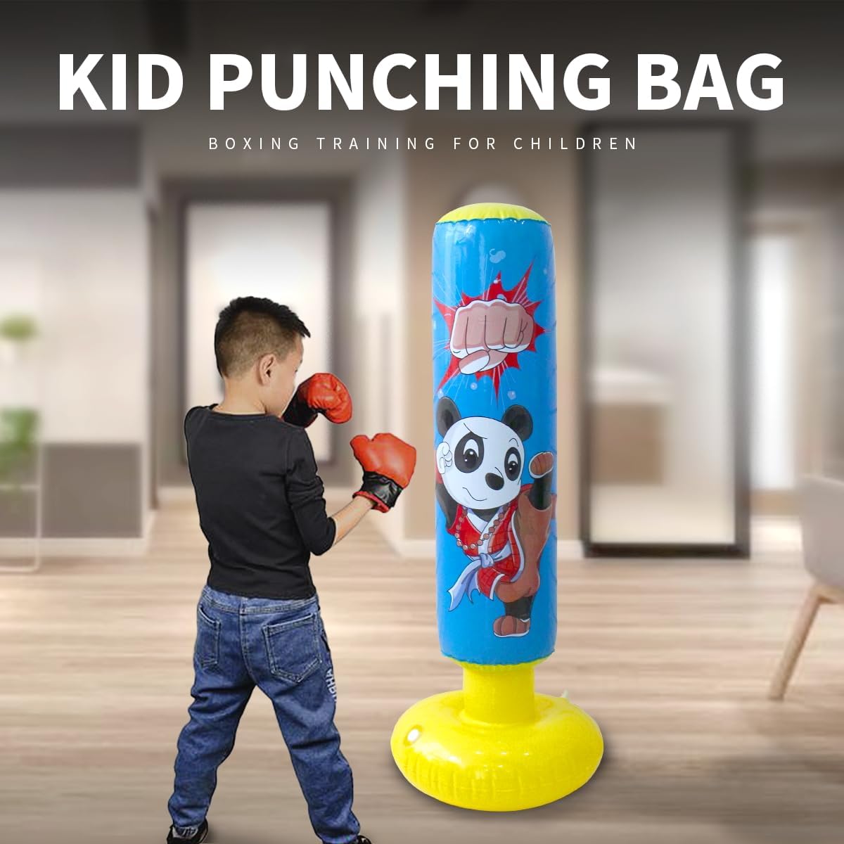Baiao Punching Bag for Kids, Inflatable Boxing Bag, Kids Punching Bag, for Practicing Karate, Taekwondo, Gifts for Boys & Girls Age 3-12 (47 Height)