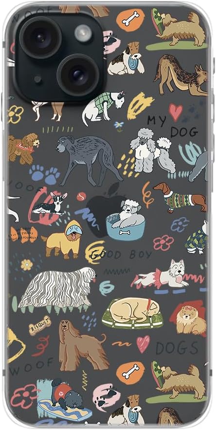 Blingy’s Funda para iPhone 15, divertido diseño de perro divertido estilo de mascota, diseño de animales de dibujos animados, funda protectora