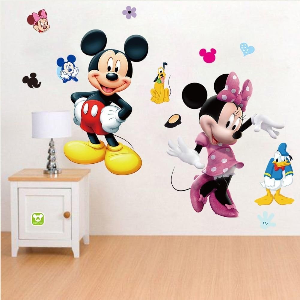 Calcomanía de pared de ratón para habitación de niños, decoración mural de dibujos animados