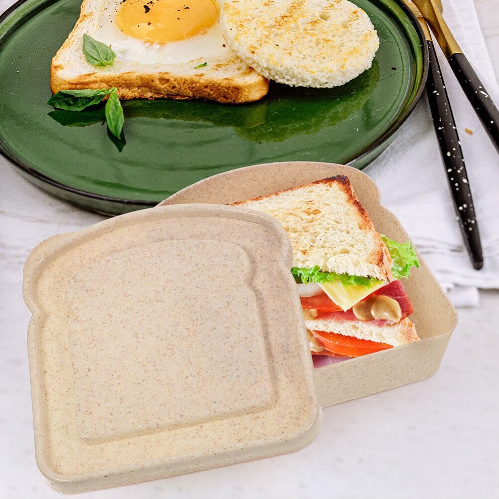 BESTonZON 2 recipientes para sándwich con forma de tostada, contenedor de almacenamiento de alimentos, caja de almuerzo, cajas de preparación de