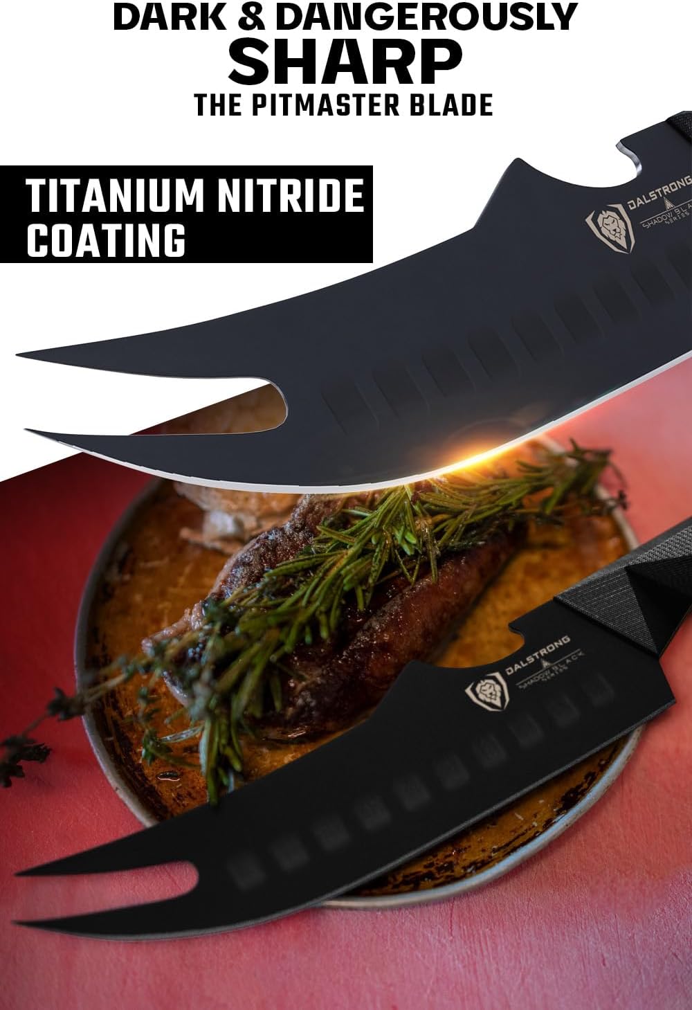 Dalstrong BBQ Pitmaster – Cuchillo para carne, 6.5 pulgadas, serie Shadow Black, recubierto de nitruro de titanio negro, cuchillo de cocina de alto