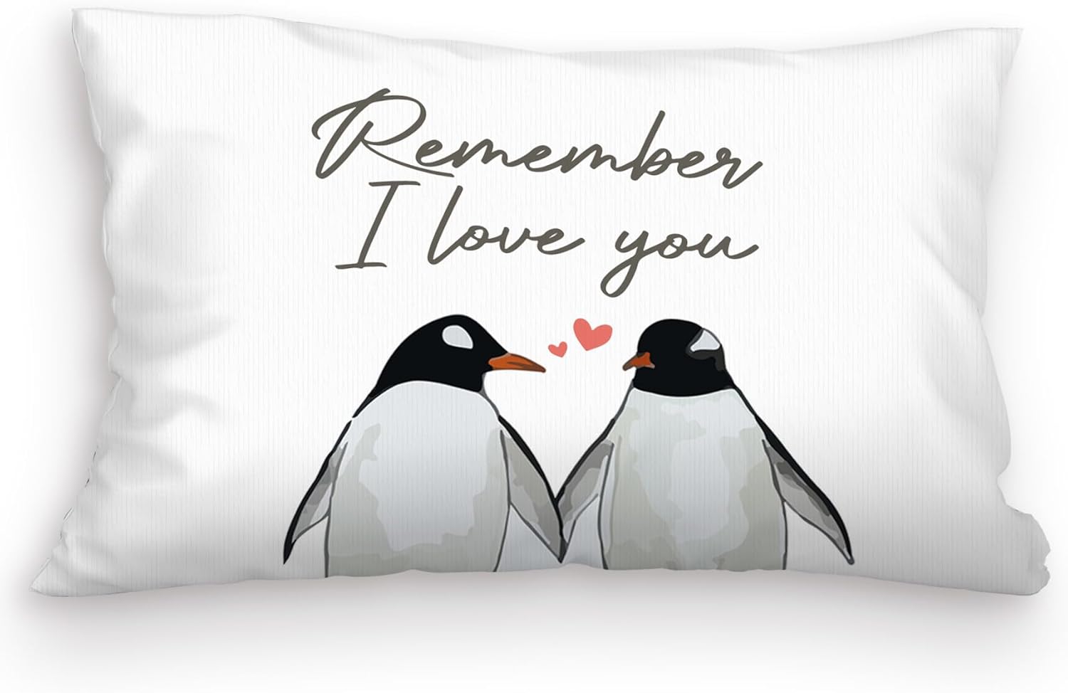 Fundas de almohada decorativas de pingüinos de 12 x 20 pulgadas, regalos de amor para ella, funda de almohada decorativa de pingüino para el hogar,