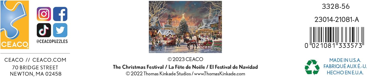 Ceaco – Thomas Kinkade – Holiday – Festival de Navidad – Rompecabezas de 1000 piezas