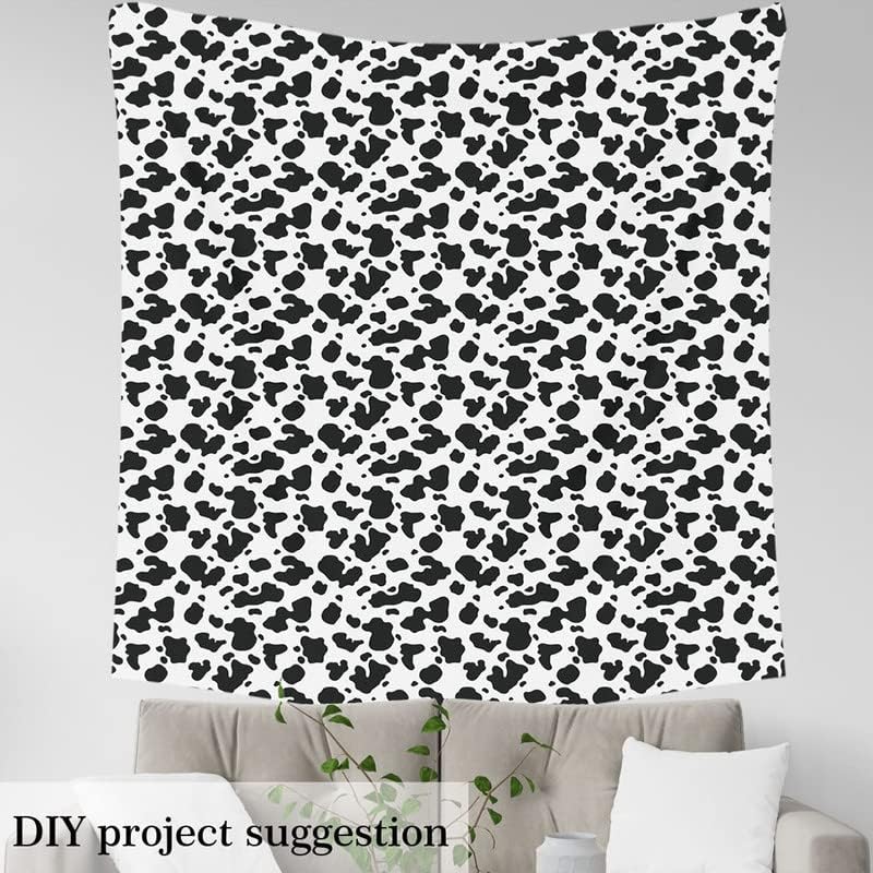 Feelyou The Yard – Tela de tapicería con estampado de vaca, tela blanca y negra por yarda, tela decorativa de vaca lechera de dibujos animados para