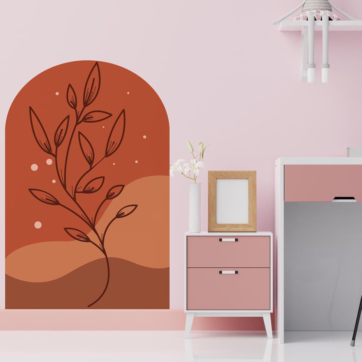 Adhesivo decorativo de pared de arco bohemio, calcomanía de decoración de pared de arco, calcomanía bohemia, calcomanías de pared para sala de