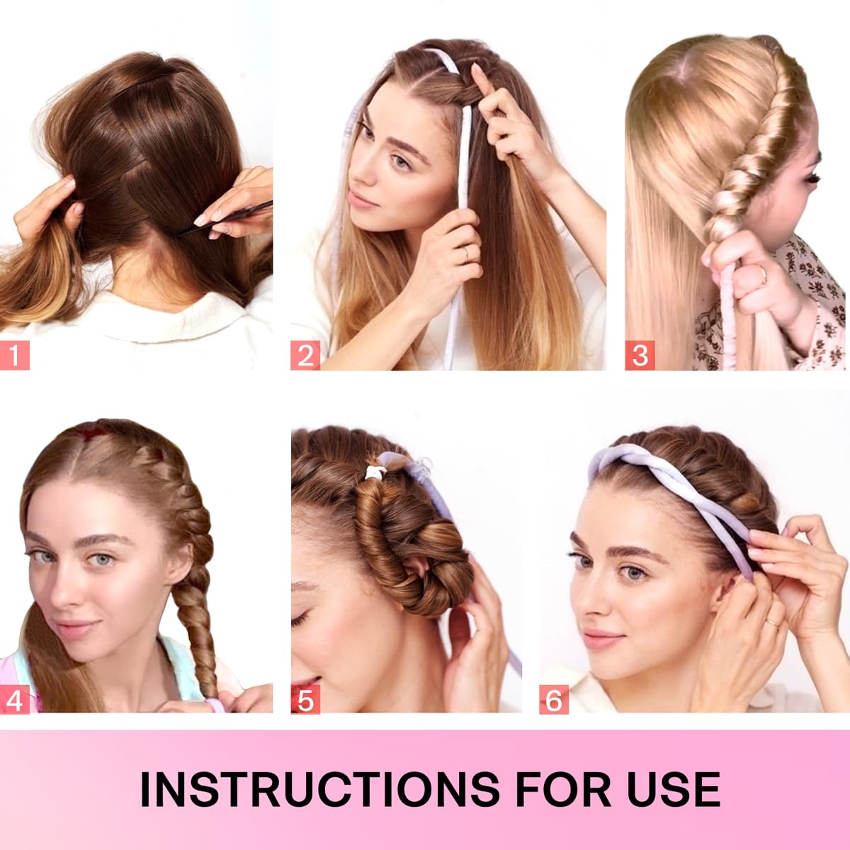 Diadema pequeña con varilla rizadora sin calor, para cabello largo y corto, sin calor para dormir, sin calor (dorado)