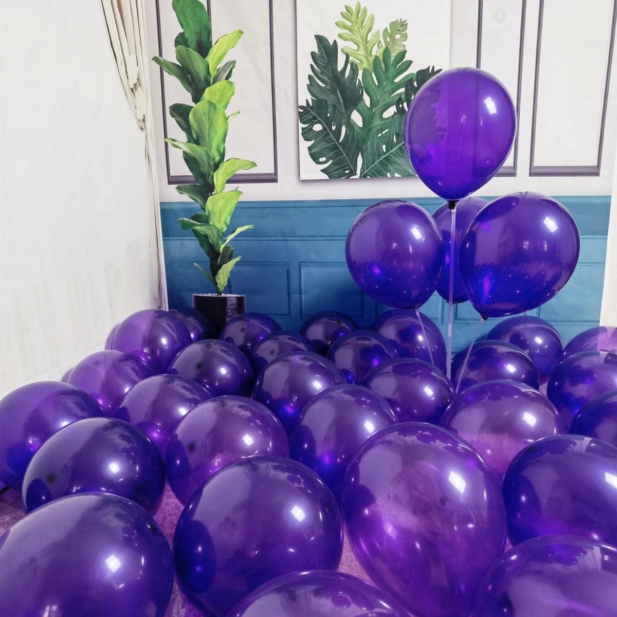 Paquete de 300 globos morados, globos de fiesta color morado oscuro de 12 pulgadas, para bodas, cumpleaños, baby shower y más