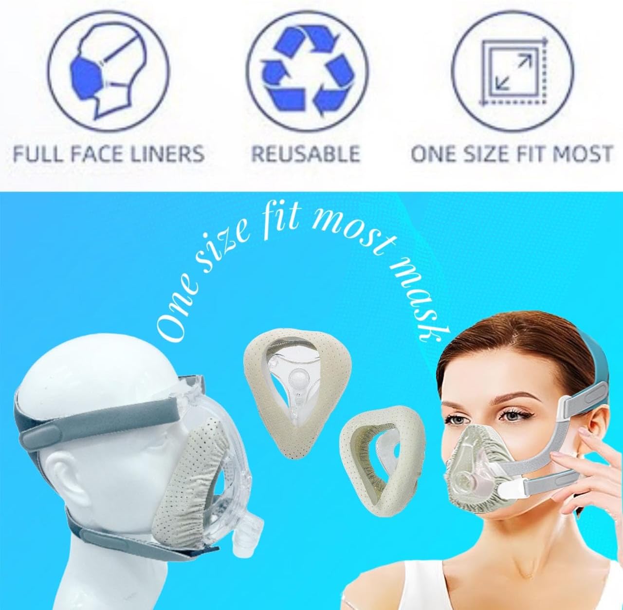 Paquete de 6 revestimientos de máscara CPAP, fundas para sellar máscara CPAP, almohadillas cómodas y sedosas, tamaño único compatible con la mayoría