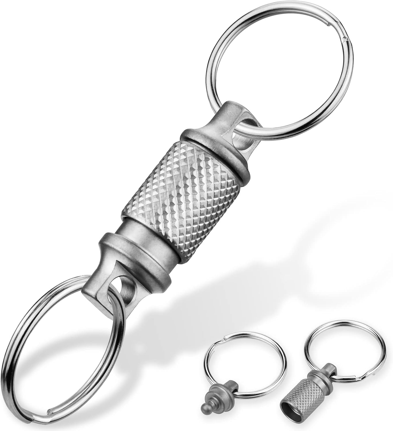 Titanium Quick Release Keychain, Swivel Key Holder Anti-Slip with Detachable 2 Rings UIInosoo Double-End Pull Apart Easily