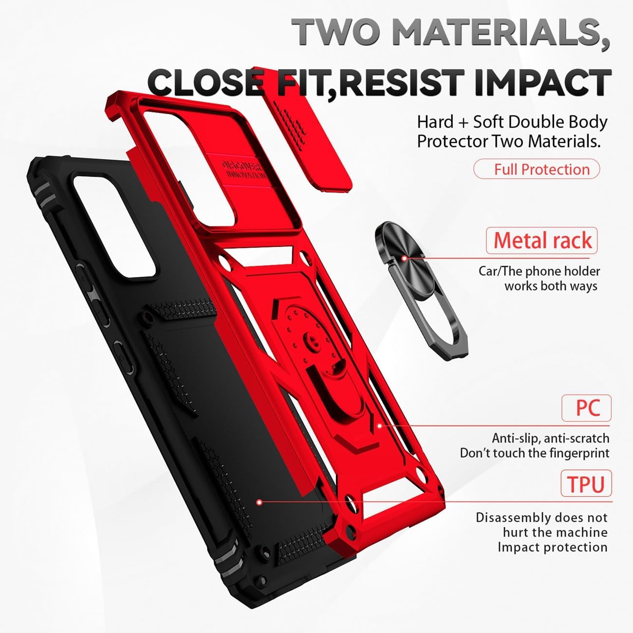 Yodueiv Funda para Galaxy A53 5G, Samsung A53 5G SM-A536U con protector de pantalla de vidrio templado y cubierta de cámara deslizante, anillo