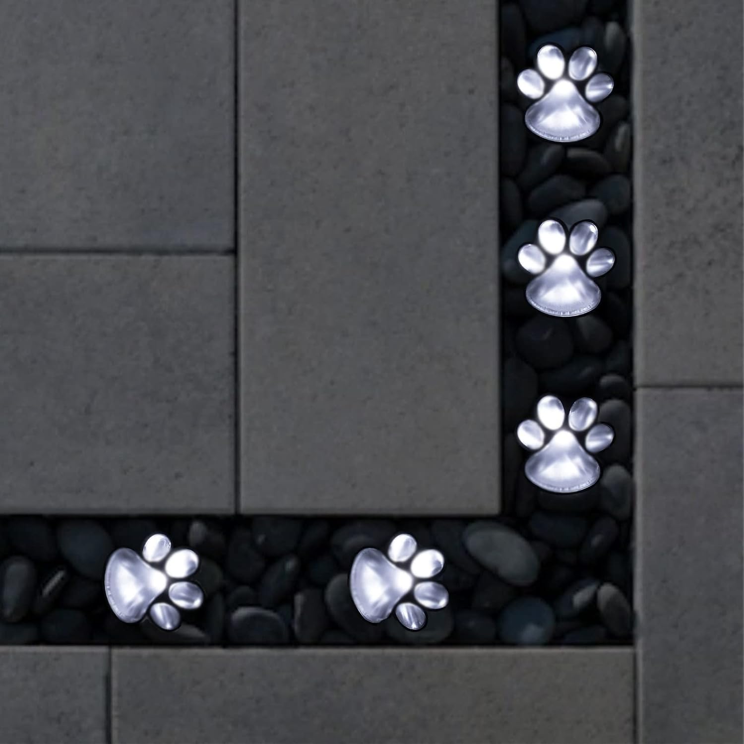Luces solares con estampado de patas tira de luces solares LED impermeables para exteriores (juego de 8), lámpara decorativa de perro y gato, luces