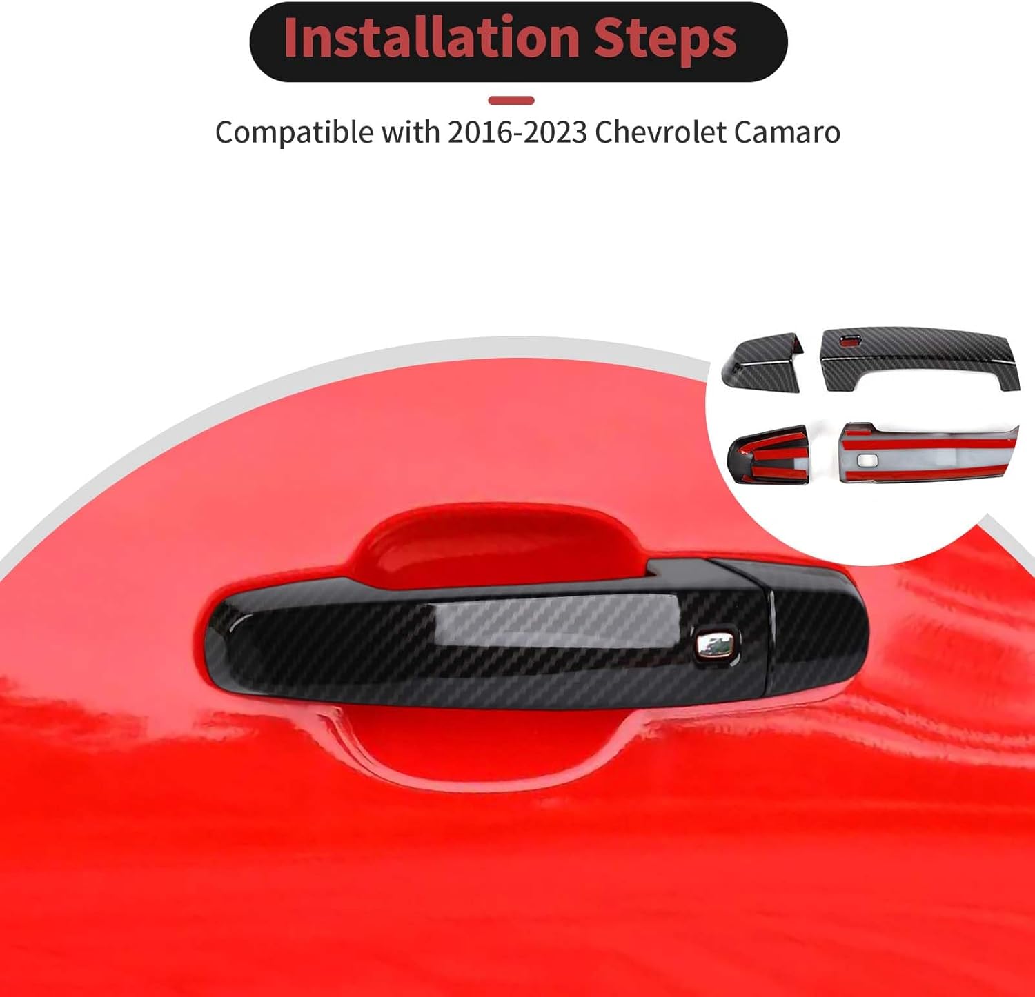 CheroCar Compatible con la manija exterior de la puerta de Camaro, accesorios de decoración exterior compatibles con Chevrolet Camaro 2016-2023,