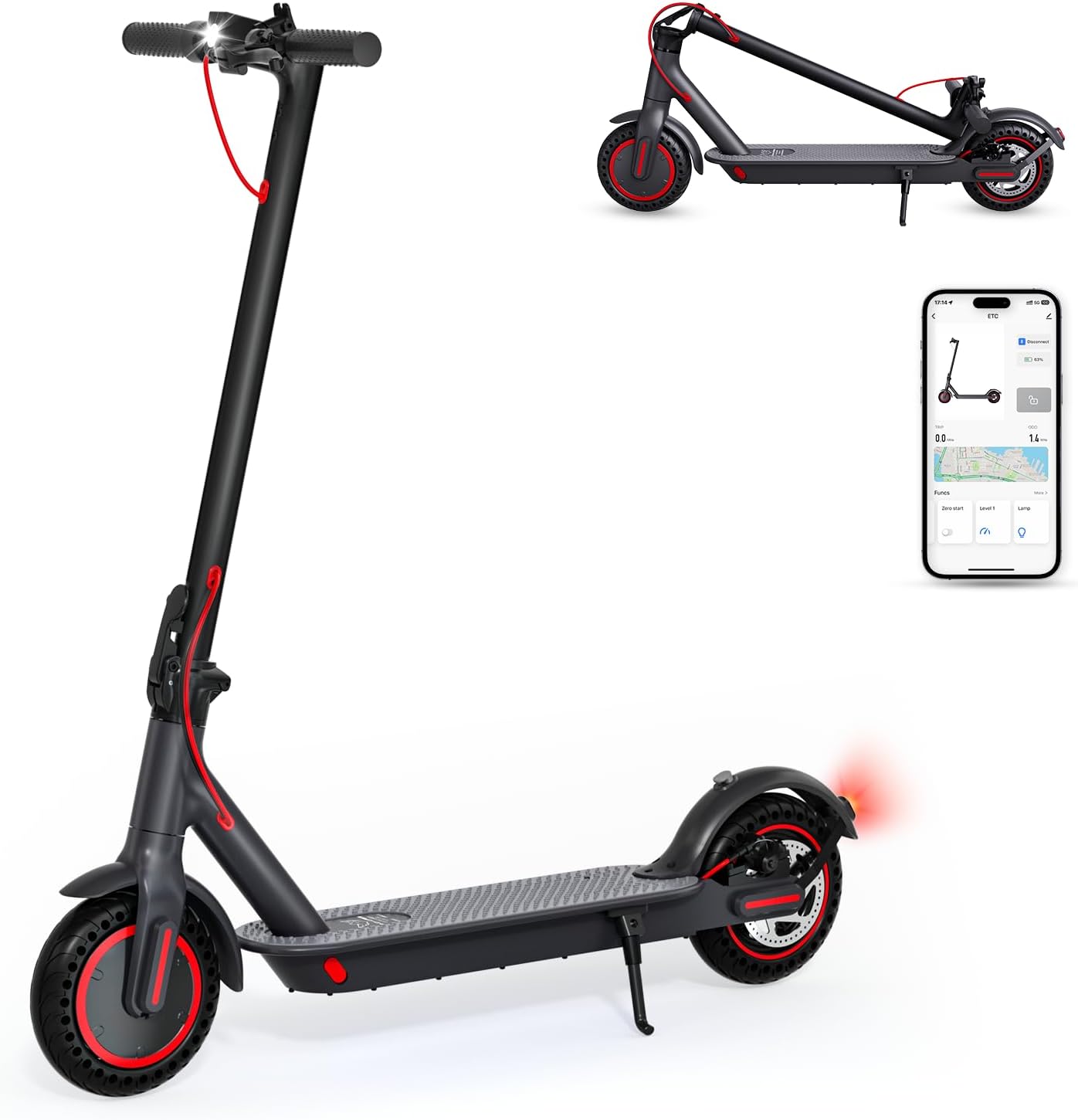 Electric Scooter Adults Teens, 500W Peak Motor, 20 Miles Range, 15.5Mph eScooter, 8.5″ Tires, Dual Braking System, Portable Folding Commuting