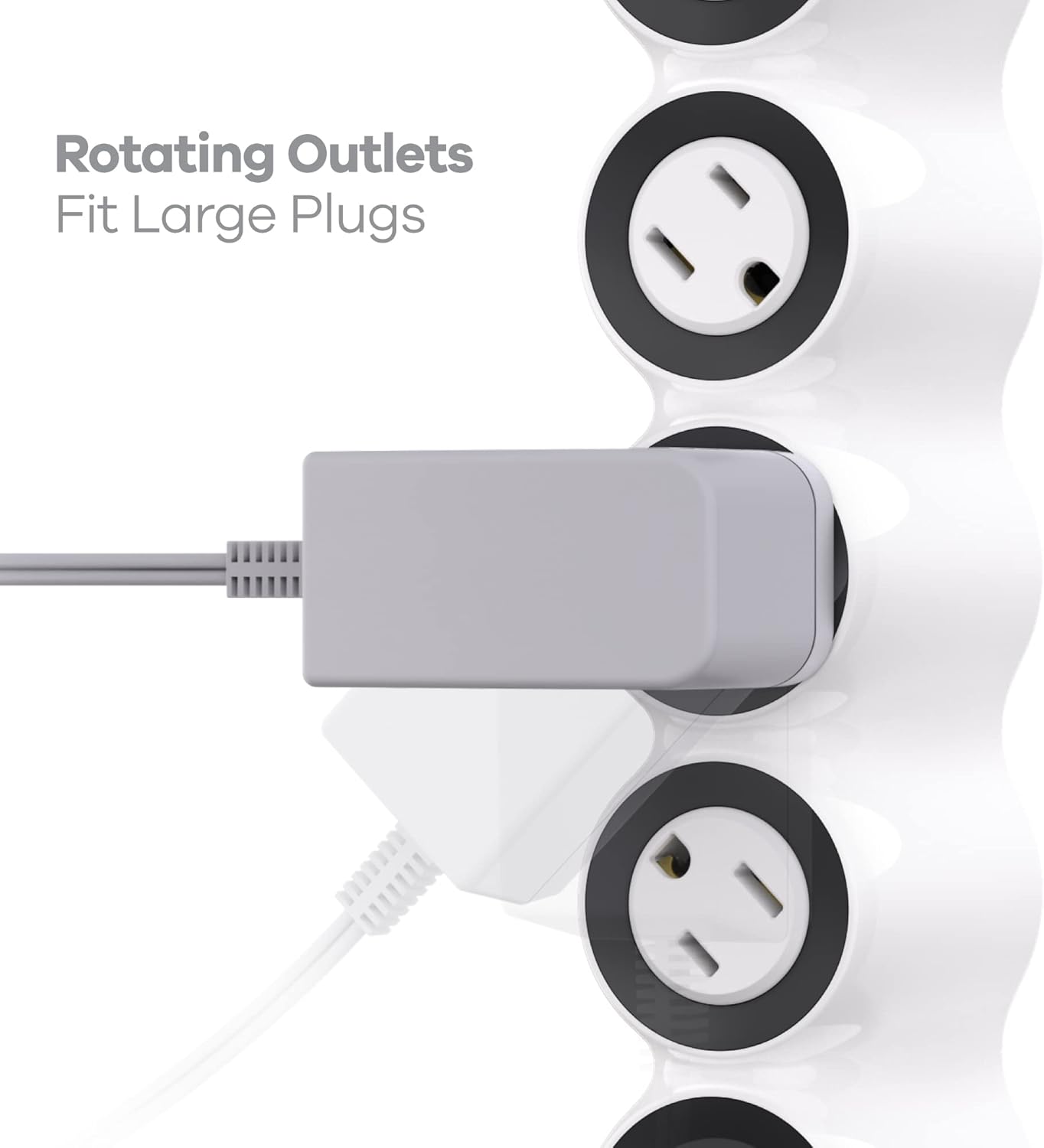 360 Electrical PowerCurve Regleta de alimentación, cable de extensión trenzado con 4 salidas giratorias y 4 puertos USB-A, extensor de salida de 5