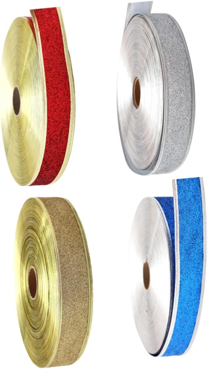 TEHAUX 12 Pcs Holiday Ribbon for Bows Christmas Ribbons for Gifts Grosgrain Ribbon Gift Packing Ribbon Present Ribbon Snowflake Sheer Ribbon Gift